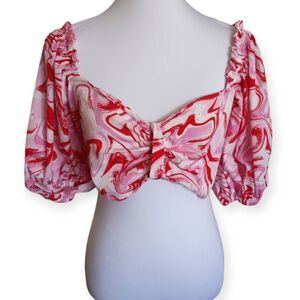 GIRL SOUL PINK MARBLED CROP TOP SZ.L NWT